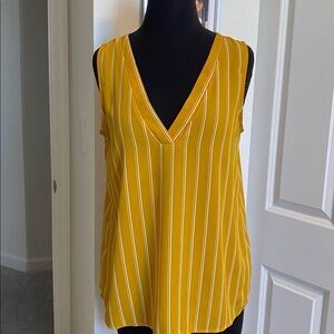 Forever 21 Yellow Striped V-Neck Top